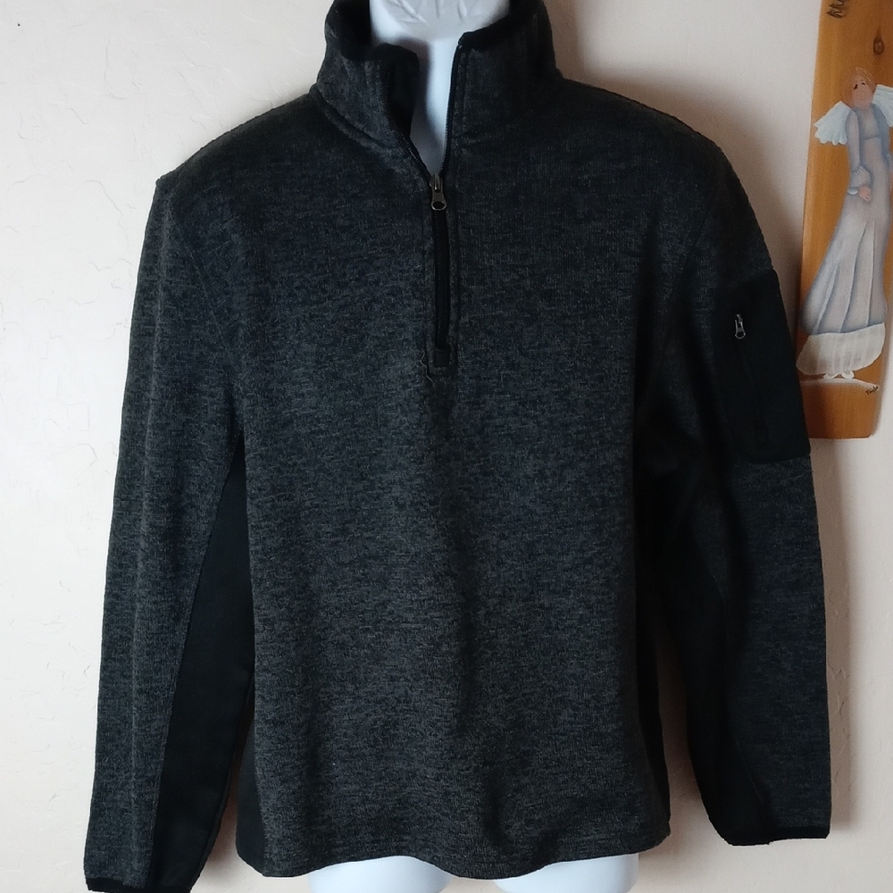 Rugby University Men's Gray Quarter-Zip Sweater